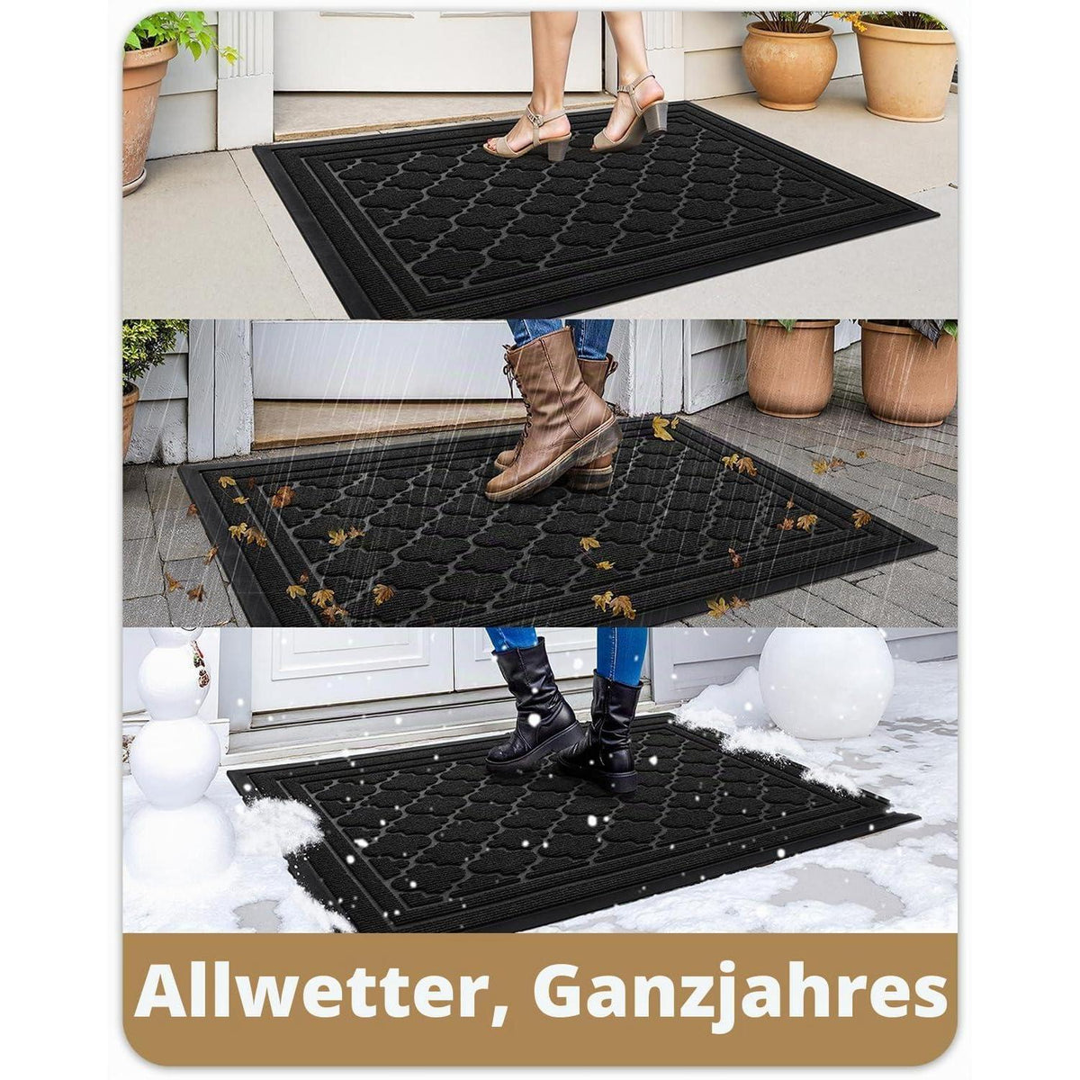Fußmatte Groß 90x150 cm - Rutschfest & Waschbar Schwarz
