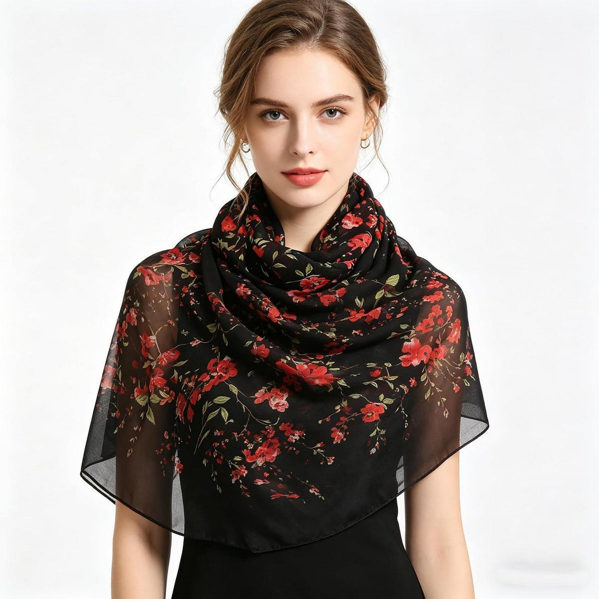 Leichtes Chiffon-Halstuch Damen elegant 160x50cm