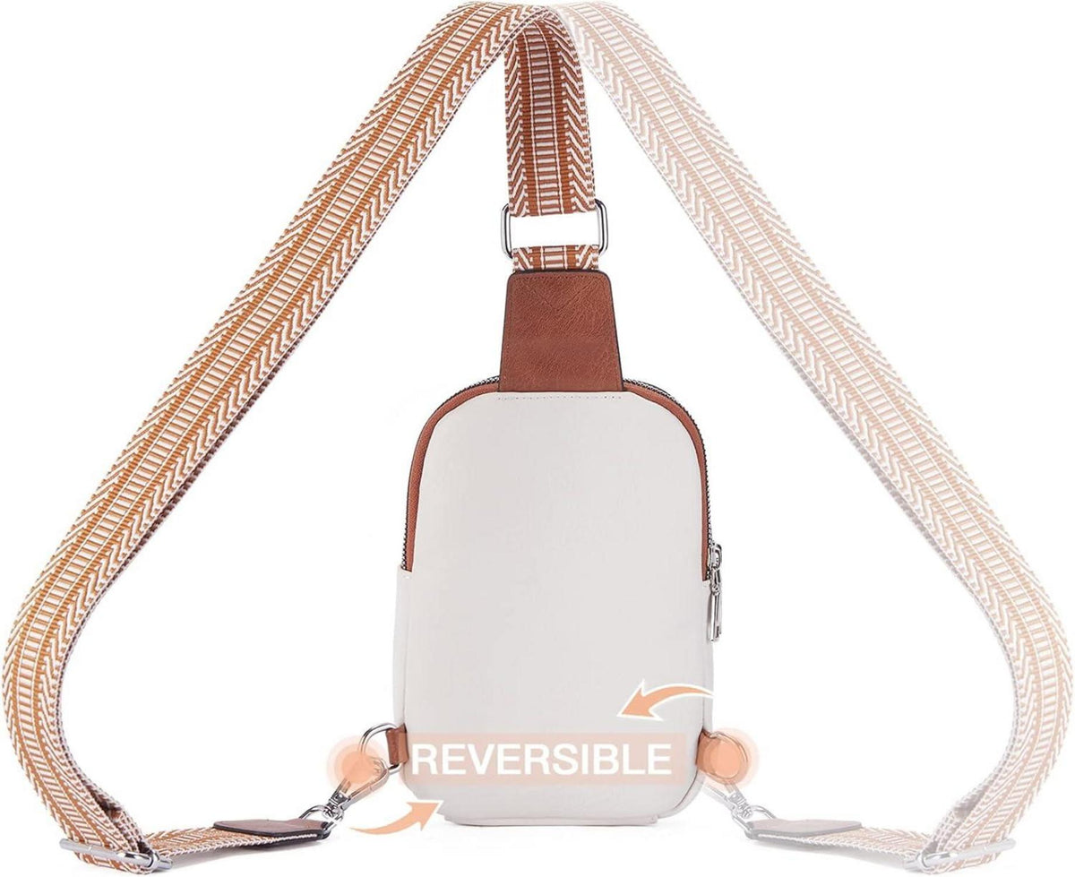 Telena Damen Crossbody Bauchtasche Beige PU Leder Sport Schultertasche Elegante