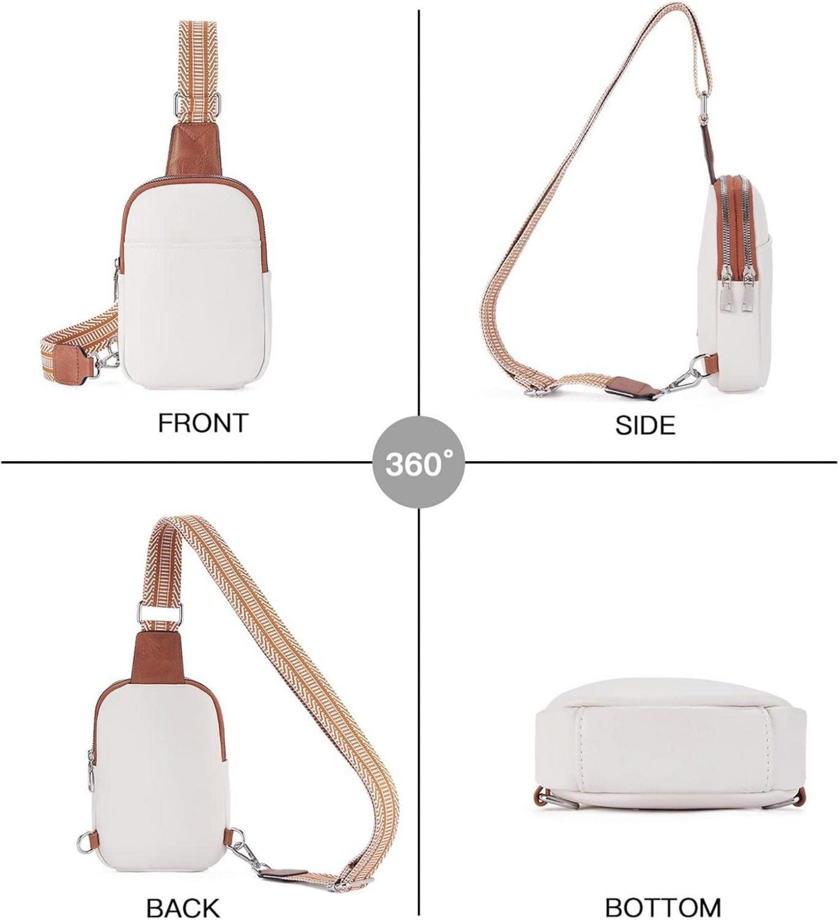 Telena Damen Crossbody Bauchtasche Beige PU Leder Sport Schultertasche Elegante