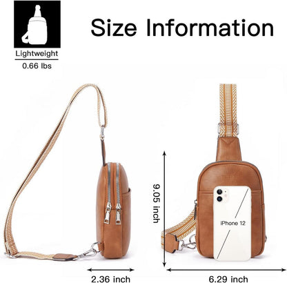 Telena Damen Bauchtasche Crossbody Bag PU Leder Braun