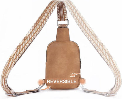 Elegante Telena Damen Bauchtasche Crossbody Bag aus PU Leder Hellbraun