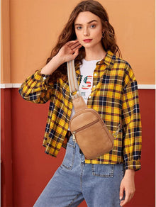 Telena Damen Bauchtasche Kunstleder Umhängetasche Sling Bag