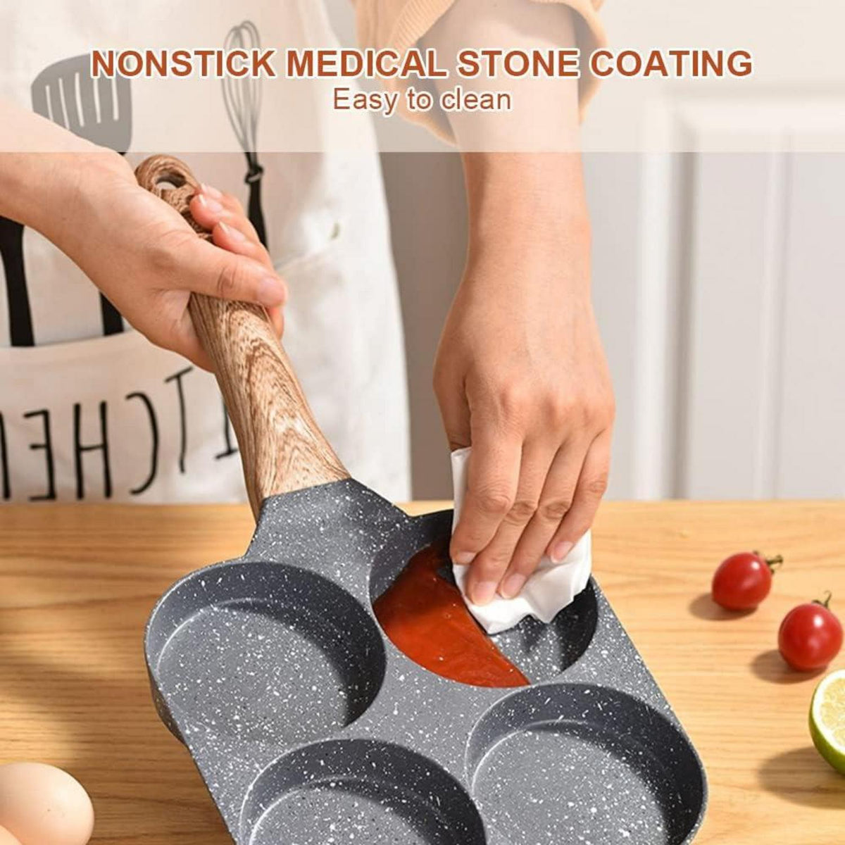 Antihaft Pancake Pfanne 4-Loch Induktion Aluminium Frühstück Schwarz