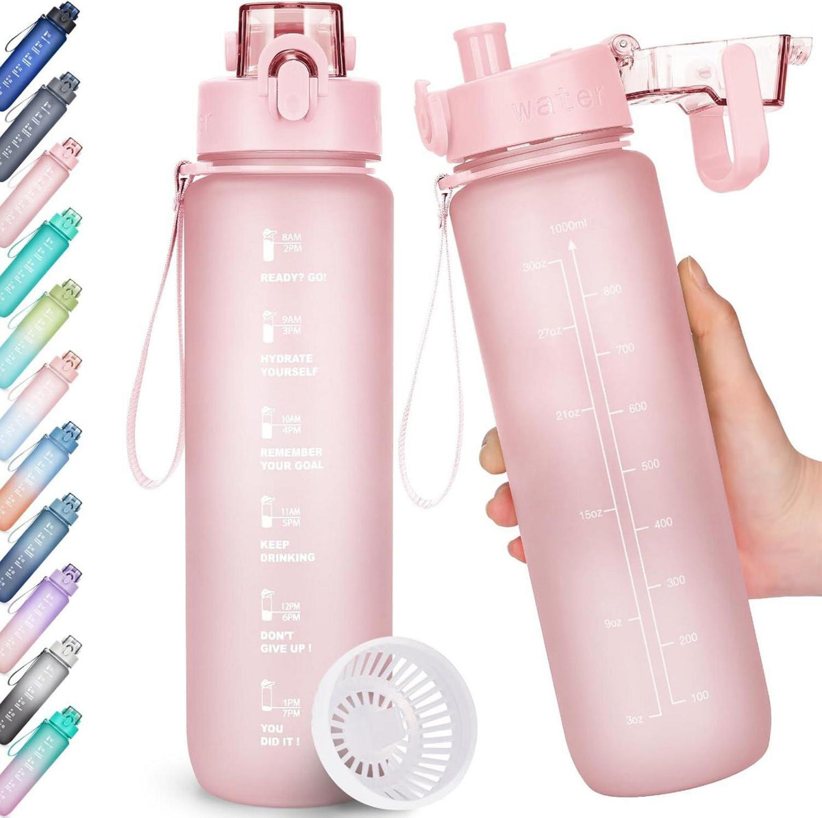 Sport Trinkflasche BPA-frei Zeitmarkierung 1l Auslaufsicher