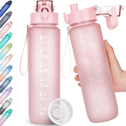 Sport Trinkflasche BPA-frei Zeitmarkierung 1l Auslaufsicher