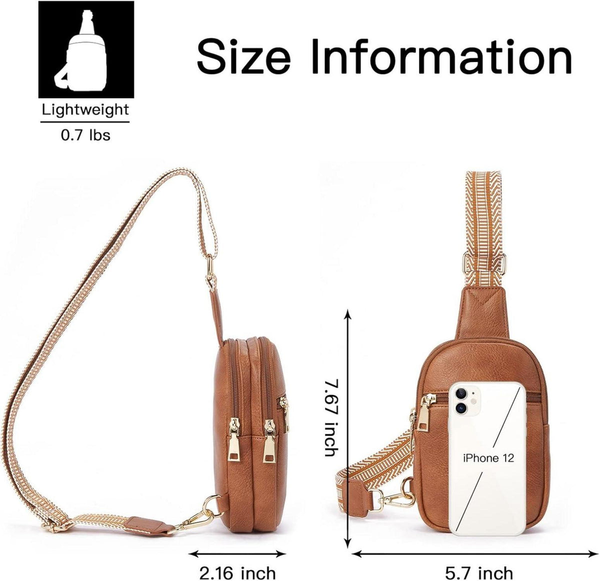 Telena Damen Bauchtasche Crossbody Bag Kunstleder Sling Braun