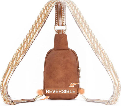 Telena Damen Bauchtasche Brusttasche Crossbody Bag Schultertasche Braun