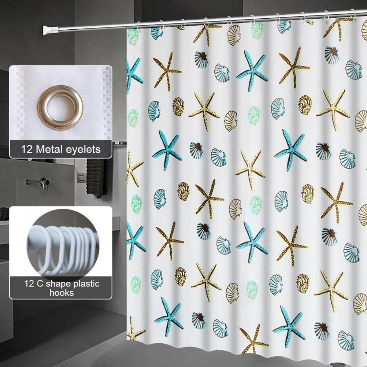 Duschvorhang Antischimmel PEVA Wasserdicht Blau 180x240 cm