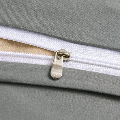 Satin Bettwäsche-Set Gold Blau Blumenmuster 200x220+80x80