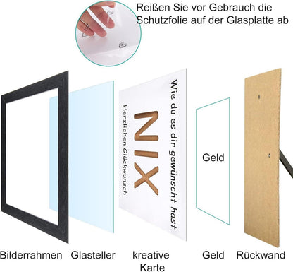 Geldgeschenk NIX Kreativ Vintage Dunkelbraun Rahmen & Karte