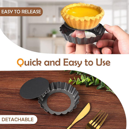 Mini Tartelette Förmchen mit Hebeboden, 8 Stück, 10cm