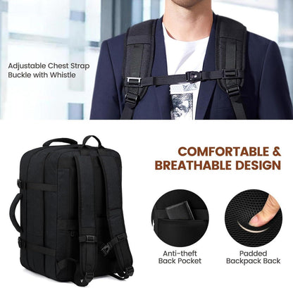 Rucksack Handgepäck Business Herren Damen 17 Zoll Laptop Schwarz