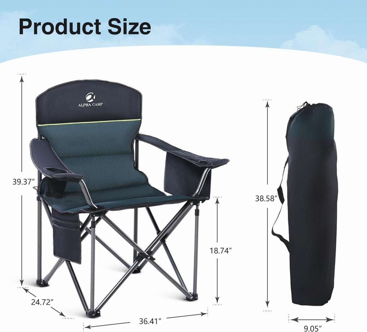 XXL Campingstuhl 200kg belastbar Faltbar Gepolstert mit
