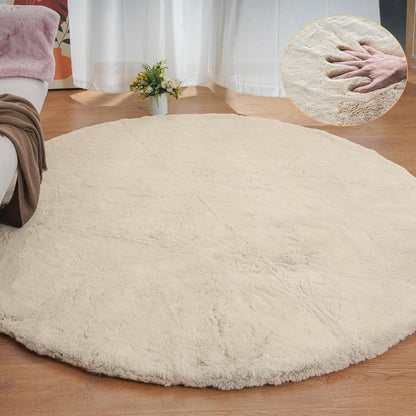 Runder Kunstfell Teppich 240 cm Beige – Flauschig & Weich