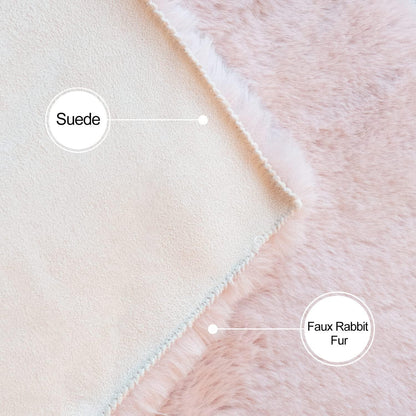 Runder Flauschteppich Rosa 240 cm – Weicher Kunstfell Teppich