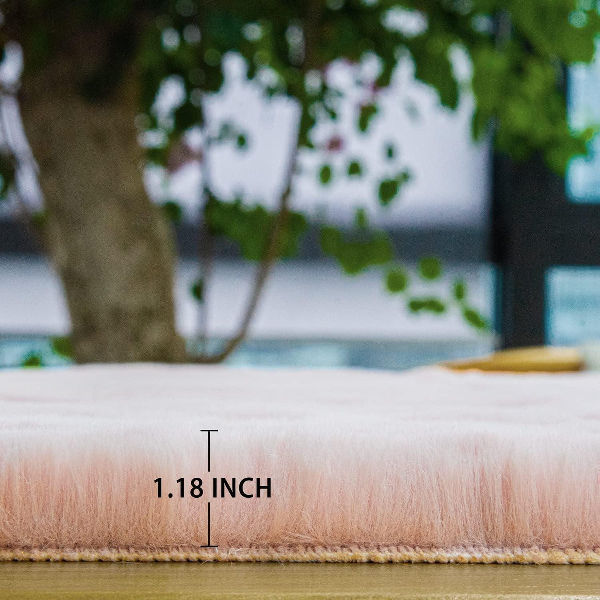 Flauschiger Rosa Teppich 150x240 cm – Weicher Kunstfell Wohnteppich
