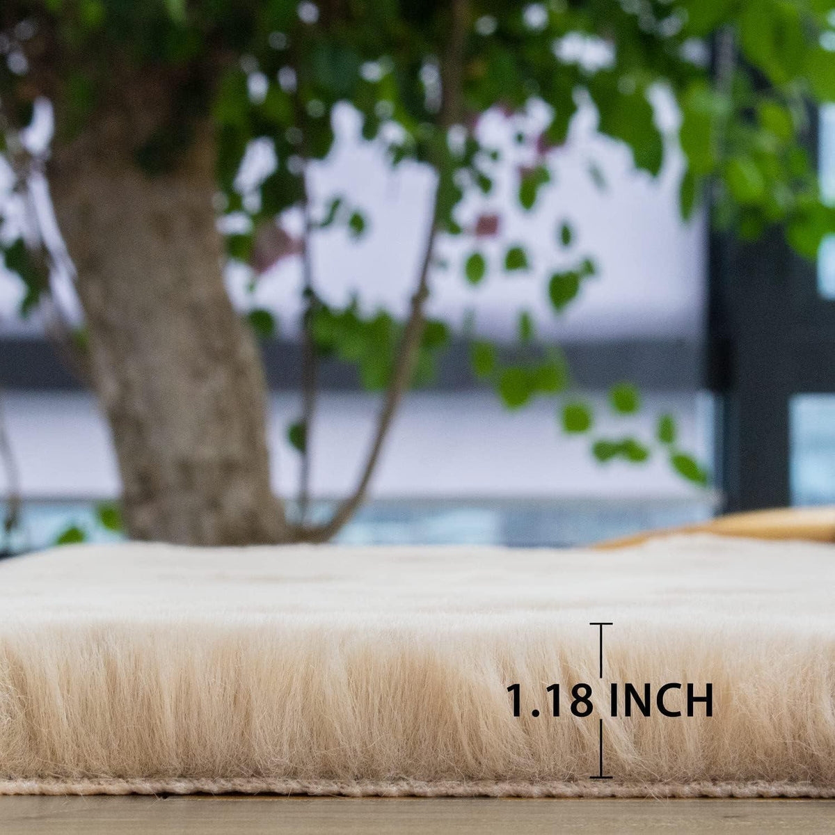 Flauschiger Fellteppich Beige 120x180 cm - Weicher Wohnzimmer Teppich