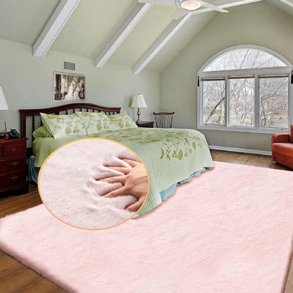 Flauschiger Fellteppich Rosa 240x300 cm – Weicher Teppich für Schlafzimmer