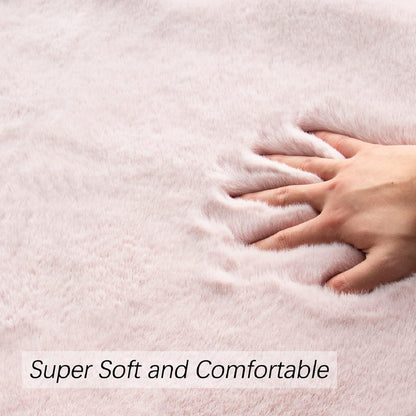 Flauschiger Fellteppich Rosa 240x300 cm – Weicher Teppich für Schlafzimmer