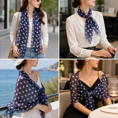 Chiffon Schal mit Punkten, Seidentuch für Damen