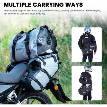 Wasserdichte Motorrad Satteltaschen 18L (Grau) – Robust & Vielseitig