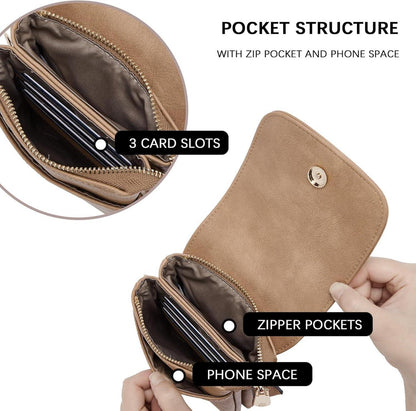 BOSTANTEN Klein Damen Handytasche Umhängetasche aus Designer PU Leder Braun