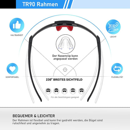 Sportbrille Polarisiert Radsportbrille für Herren Damen UV400 Klar MTB Rennrad Ski