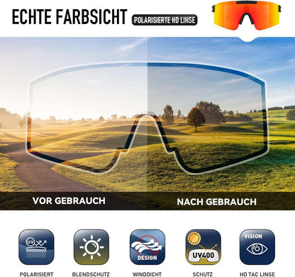 Sportbrille Polarisiert Radsportbrille für Herren Damen UV400 MTB