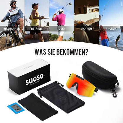 Sportbrille Polarisiert UV400 für Herren Damen Radsport Sonnenbrille