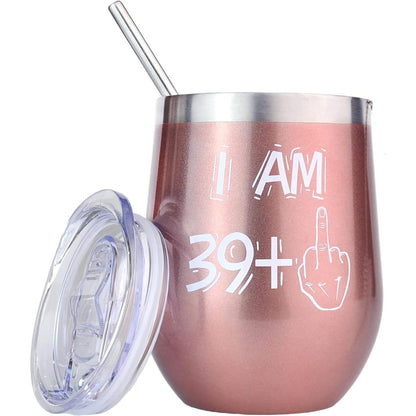 Edelstahl Weinbecher 40. Geburtstagsgeschenk Frauen Rosegold