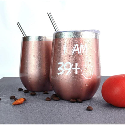 Edelstahl Weinbecher 40. Geburtstagsgeschenk Frauen Rosegold