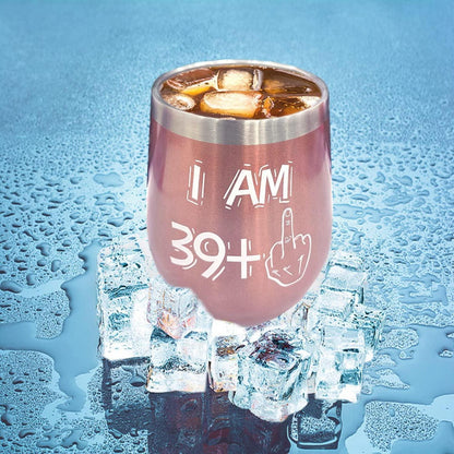 Edelstahl Weinbecher 40. Geburtstagsgeschenk Frauen Rosegold