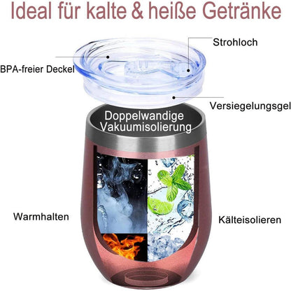 Edelstahl Weinbecher 40. Geburtstagsgeschenk Frauen Rosegold
