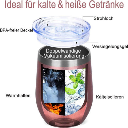 BOKALAKA 40. Geburtstag Frauen Edelstahl Weinbecher Geschenk 350ml 39+1