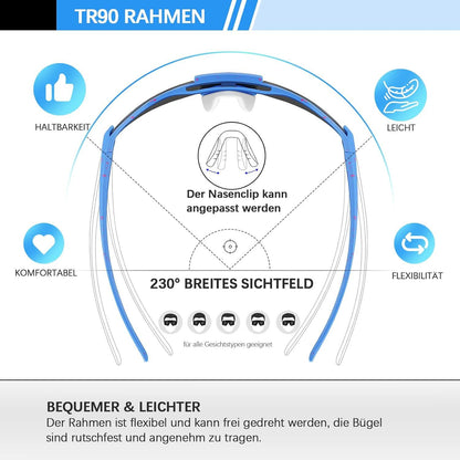 Sportbrille Polarisiert Radsportbrillen Fahrradbrille UV400 Klar Laufbrille