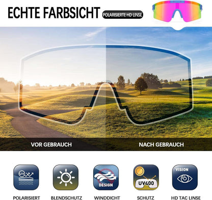 Polarisierte Sportbrille für Herren Damen - UV400 Schutz Blue Pink
