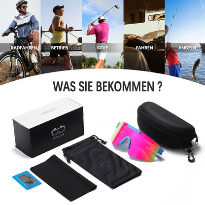 Polarisierte Sportbrille für Herren Damen - UV400 Schutz Blue Pink