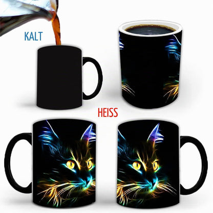 Keramik Farbwechsel Katze Becher - Kaffee Tee Tasse 330ml
