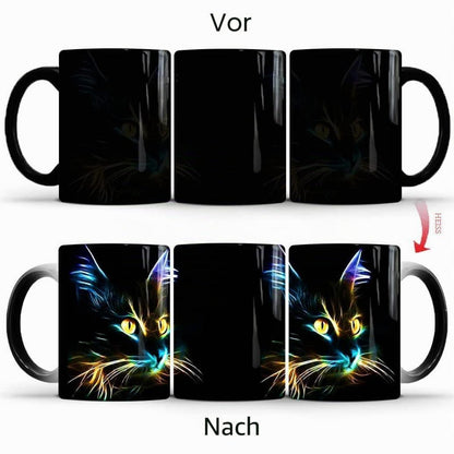 Keramik Farbwechsel Katze Becher - Kaffee Tee Tasse 330ml