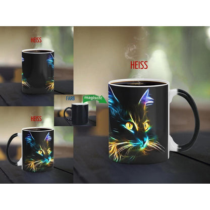 Keramik Farbwechsel Katze Becher - Kaffee Tee Tasse 330ml