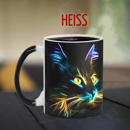 Keramik Farbwechsel Katze Becher - Kaffee Tee Tasse 330ml