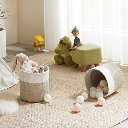 Geflochtener Baumwollkorb Kinderzimmer Aufbewahrung 2er Set