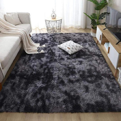 Flauschiger Teppich 250x300cm Rechteckig Schwarz Grau