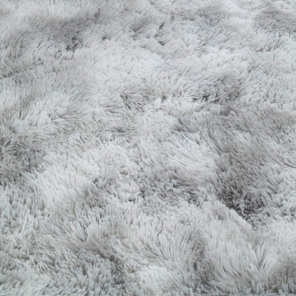 Flauschiger Hochflor Teppich Grau Weiß 250x300cm Rechteckig