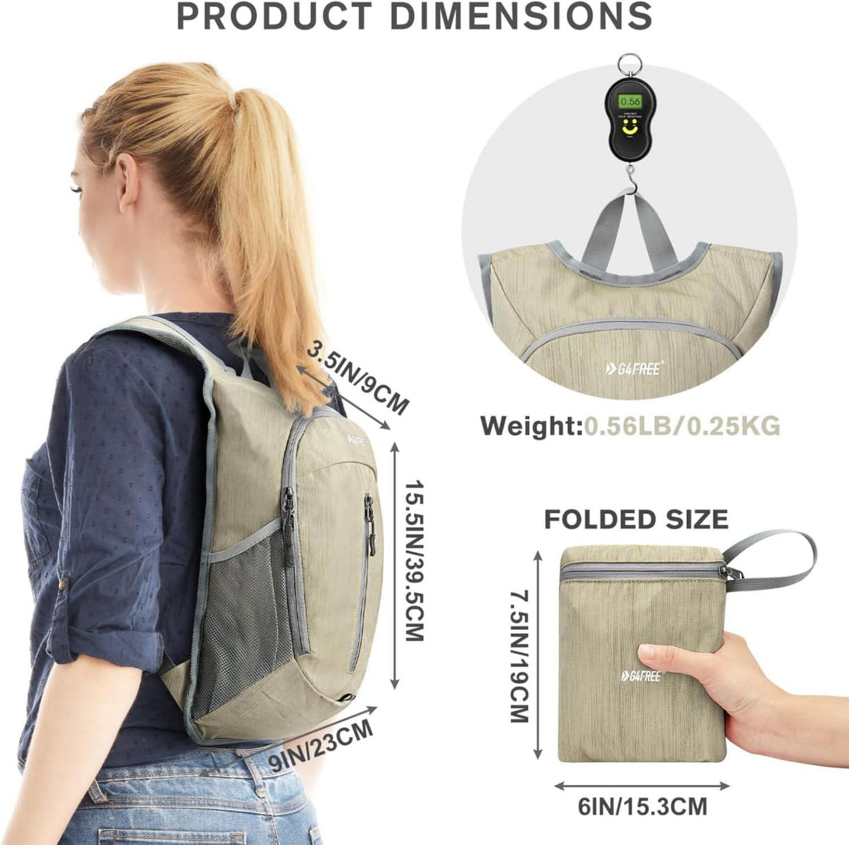 Kleiner Wanderrucksack 10l leicht faltbar lässig Reisen