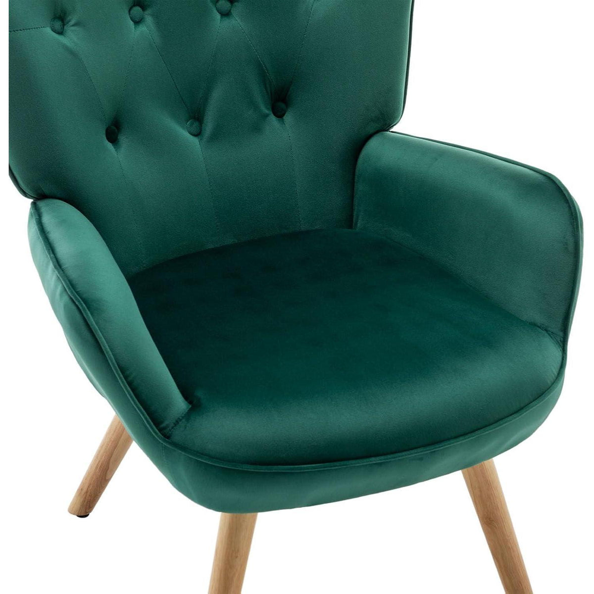 Ohrensessel mit Hocker, Grün – Bequemer Samt Relaxsessel