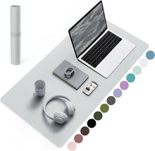 Großes Schreibtisch Mousepad Leder Rutschfest 80x40 cm Silbergrau