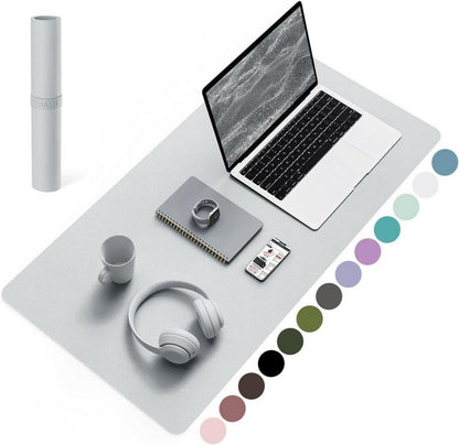 Großes Schreibtisch Mousepad Leder Rutschfest 80x40 cm Silbergrau