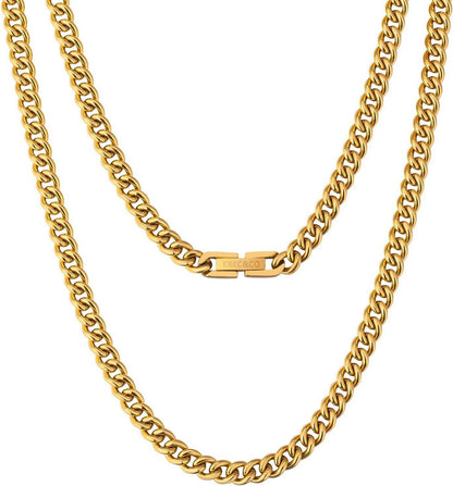 Goldene 5mm Panzerkette Edelstahl 18K Vergoldet Cuban Link
